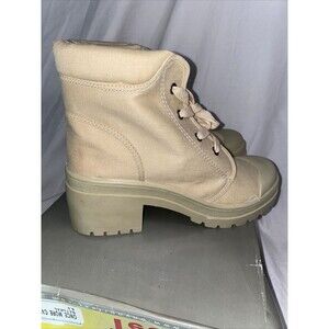 NEW Combat heel boots army chunky canvas shoe y2k 90s Heel 8.5 city